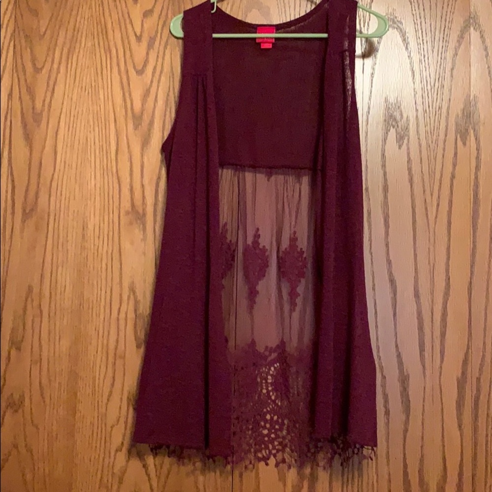Maroon lace cover up